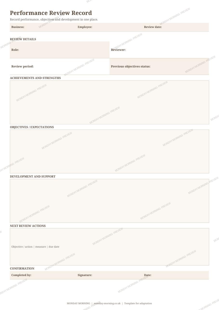 Performance Review Record preview 1