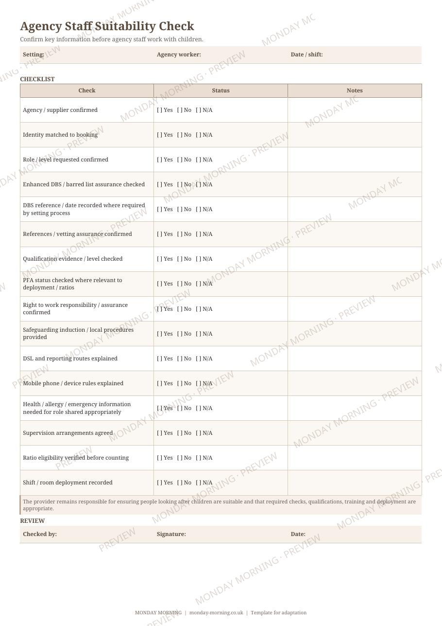 Agency Staff Suitability Check preview 1