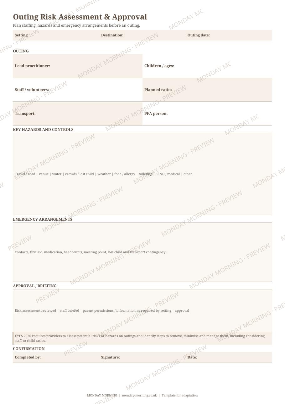 Outing Risk Assessment & Approval preview 1