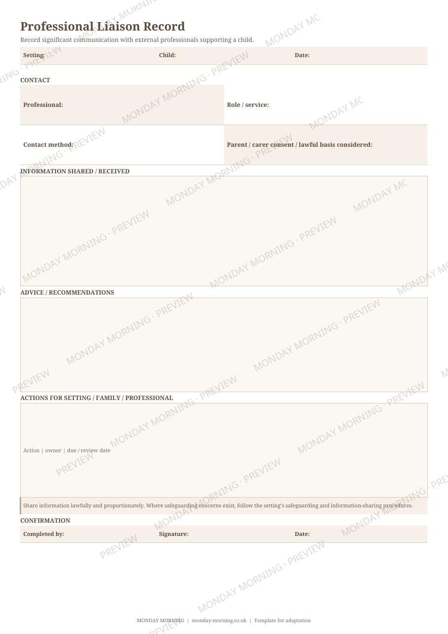 Professional Liaison Record preview 1