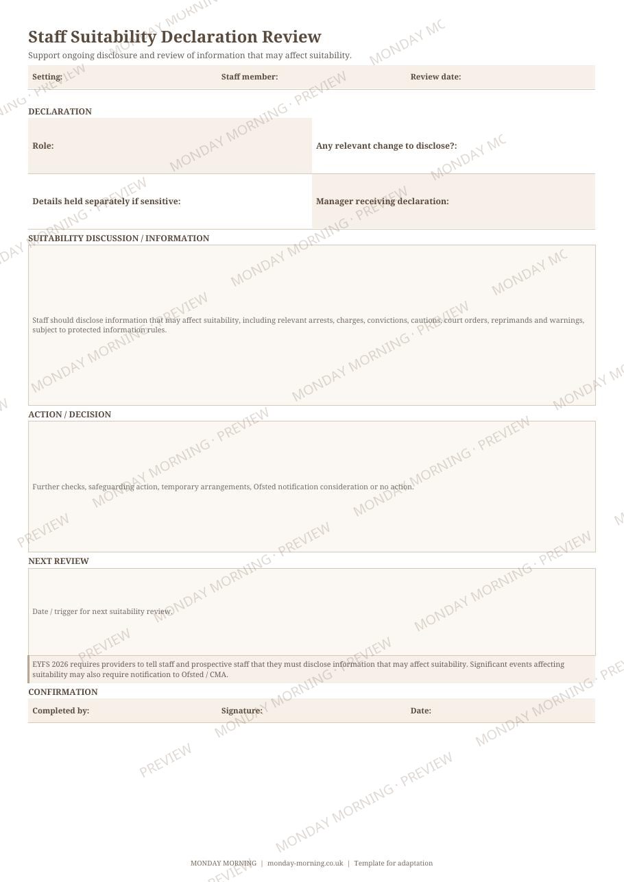 Staff Suitability Declaration Review preview 1